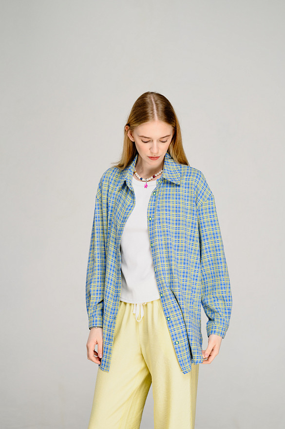 Желтая удлиненная рубашка оверсайз