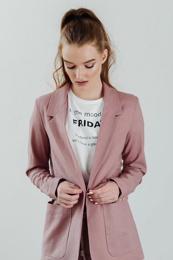 Лляний піджак з кишенями