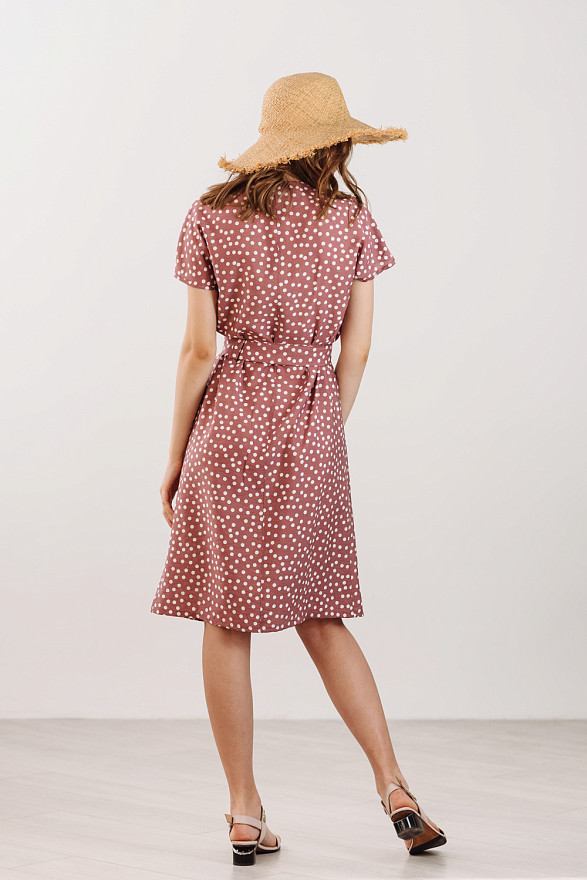 Літнє міді плаття в горошок з поясом