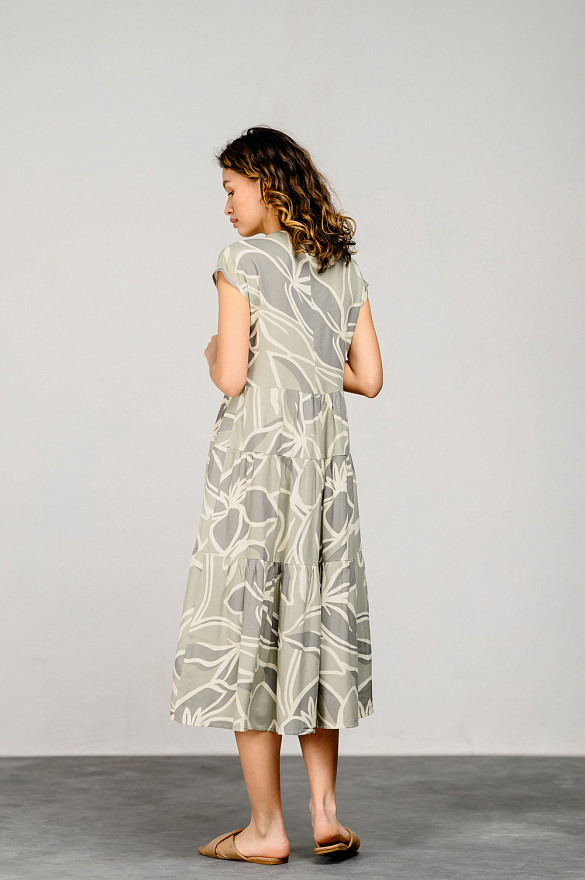 Olive Ruffle Long Dress