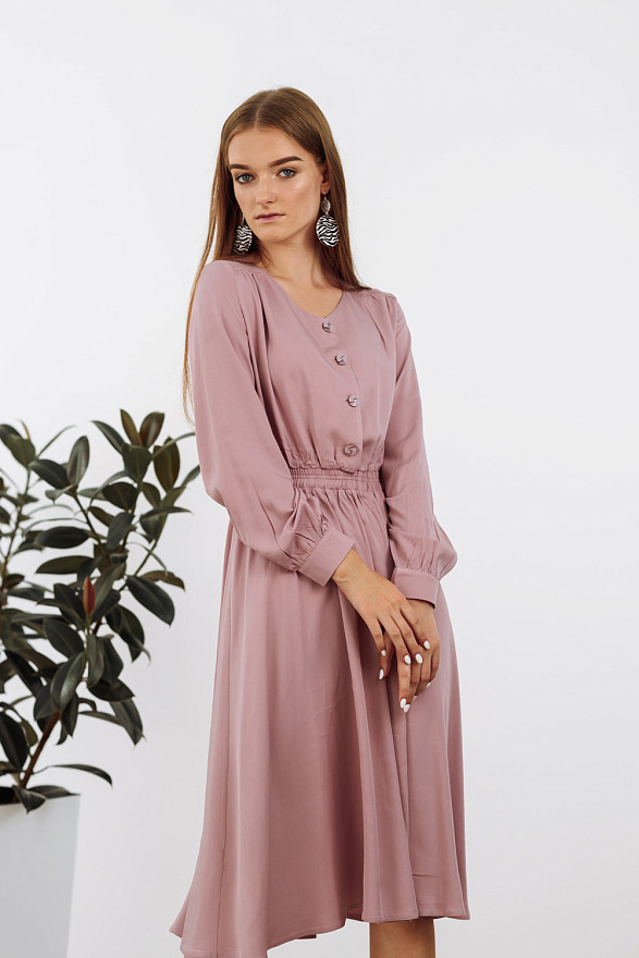 Фрезове міді плаття на еластичному поясі