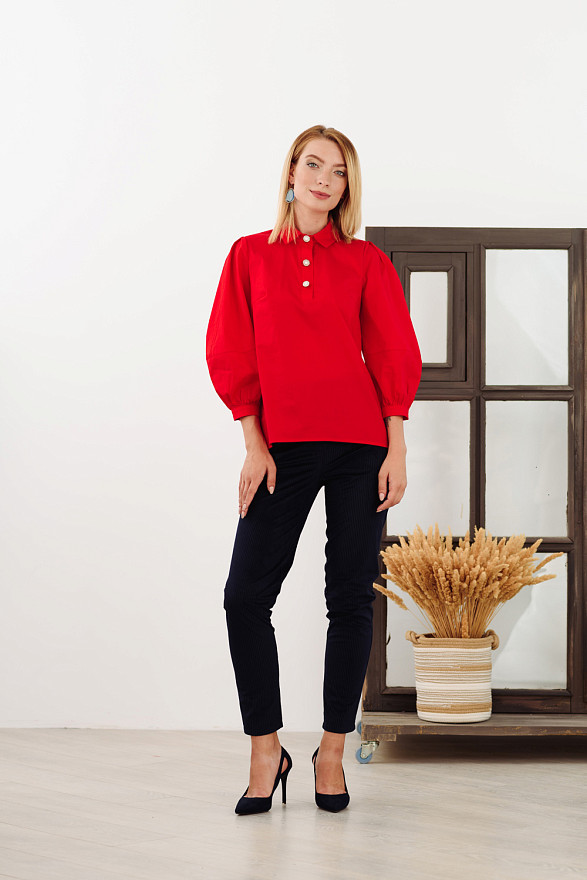 Red Puff Sleeve Shirt