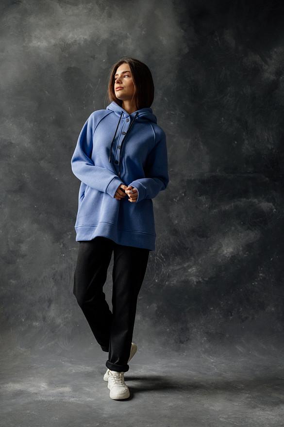 Blue oversized fleece sweatshirt