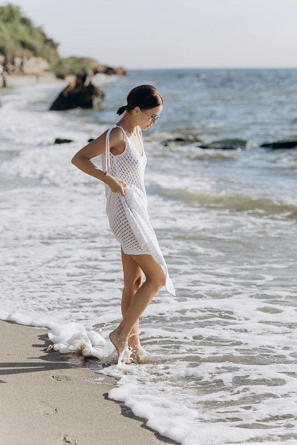 White tie beach dress with plunging back