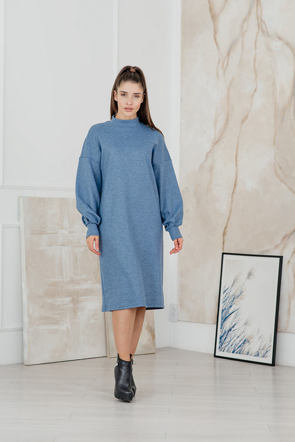 Синее ангоровое платье