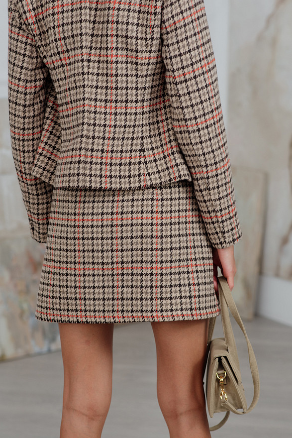 Tweed mini skirt with buttons