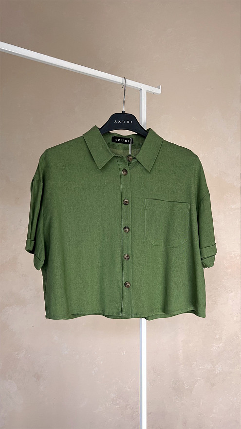 Льняной костюм зеленого цвета