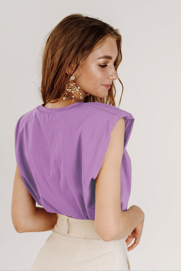 Khaki shoulder pad T-shirt 