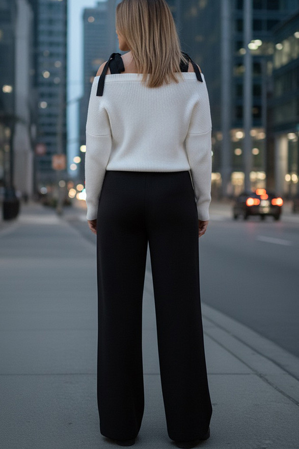 Черные широкие трикотажные брюки из нежной ангоры