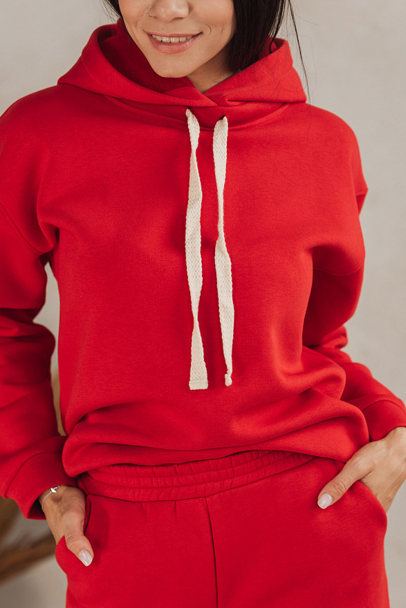 Червоний світшот із зав'язками