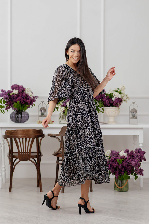 Летюче шифонове максі плаття чорного кольору