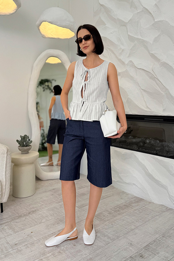 White cotton tie top