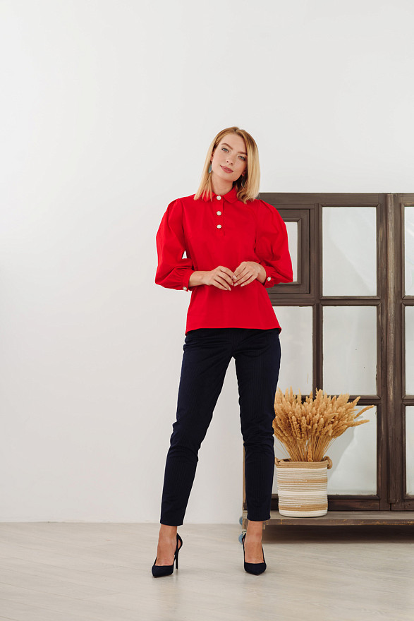 Red Puff Sleeve Shirt