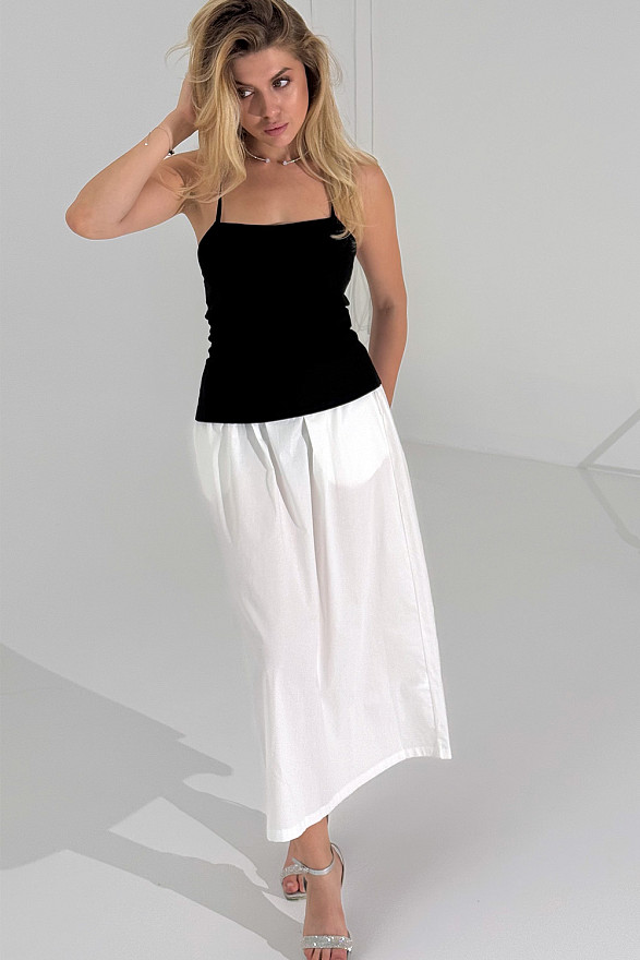 Чорний бавовняний топ зі шнурівкою на спині