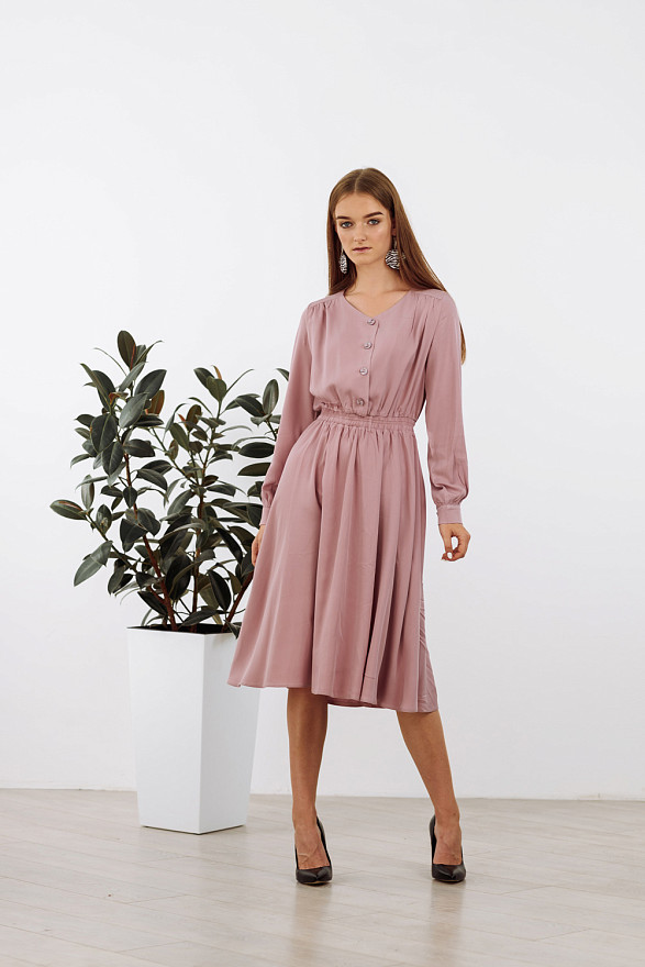 Фрезове міді плаття на еластичному поясі