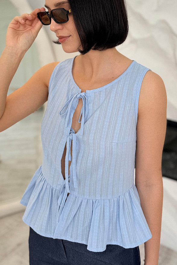 Blue cotton tie top