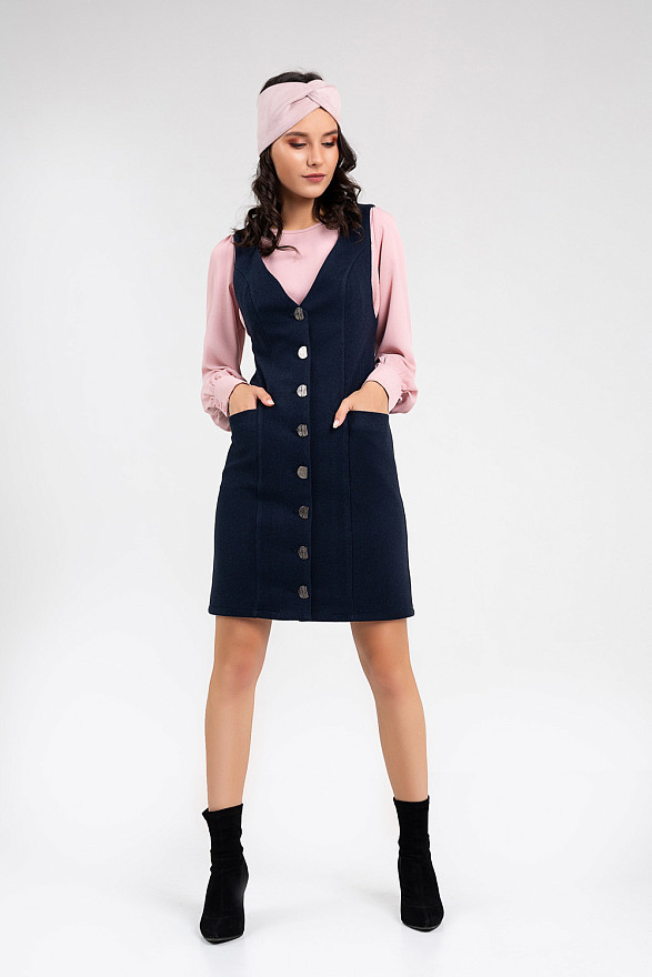 Зимовий сарафан з гудзиками і кишенями