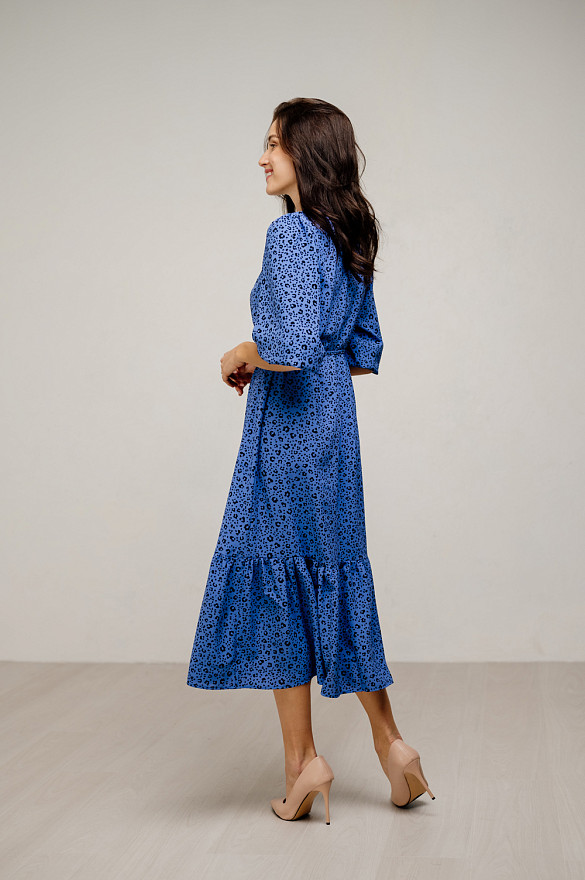 Straight fit maxi dress in denim color