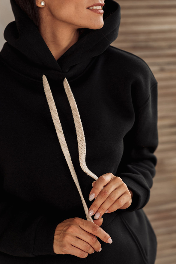 Black sweatshirt with a hood