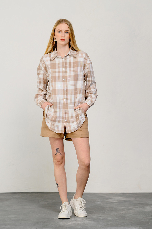 Beige oversized long shirt