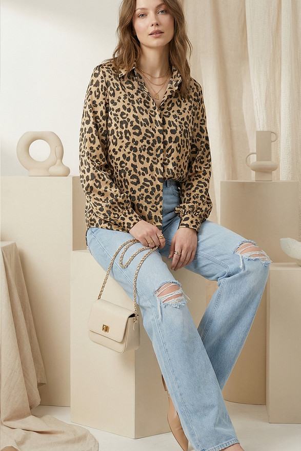 Блуза вільного крою, колір мокко