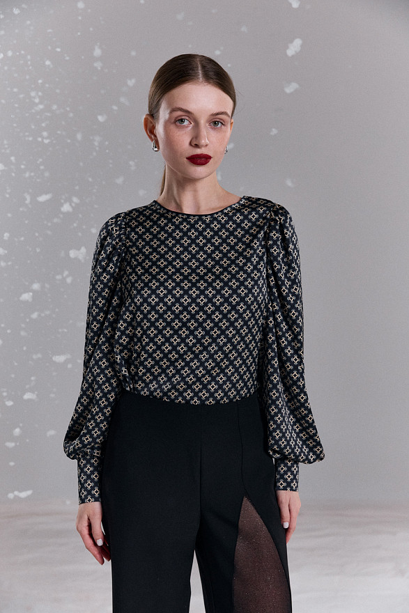 Сіра стильна блуза прямого силуету