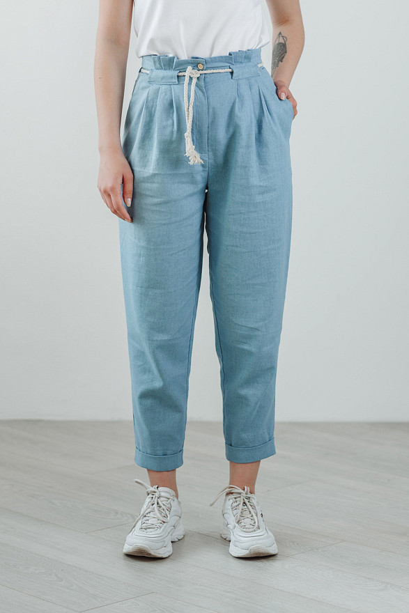 Лляні штани з канатом