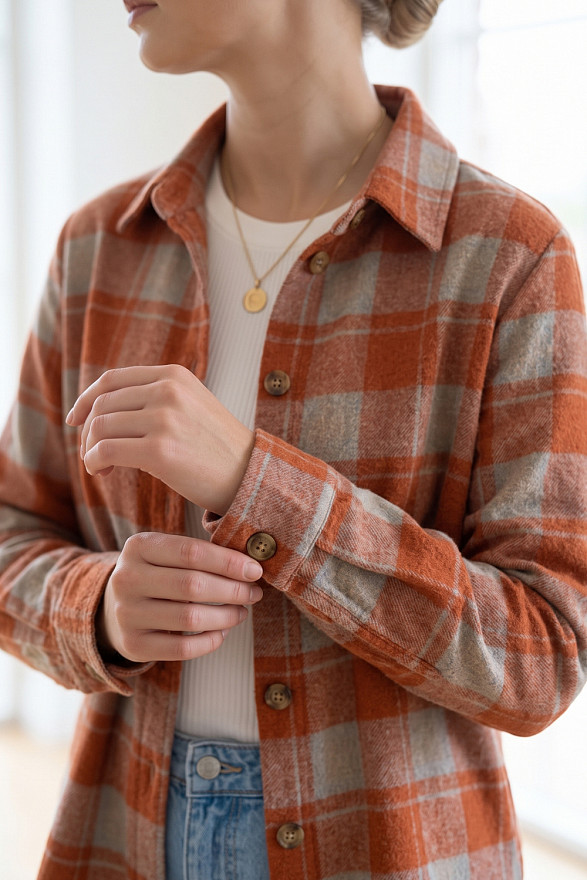 Помаранчева картата сорочка вільного крою