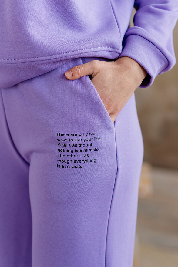 Лиловые спортивные брюки прямого кроя