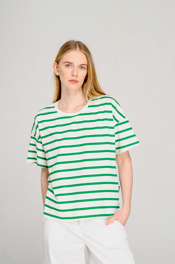 Оверсайз футболка в зеленую полоску