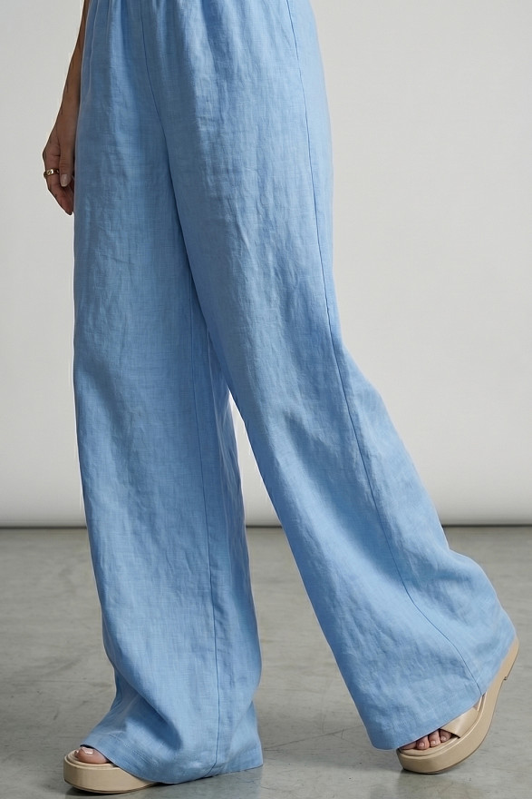 Блакитні вільні жіночі штани на резинці