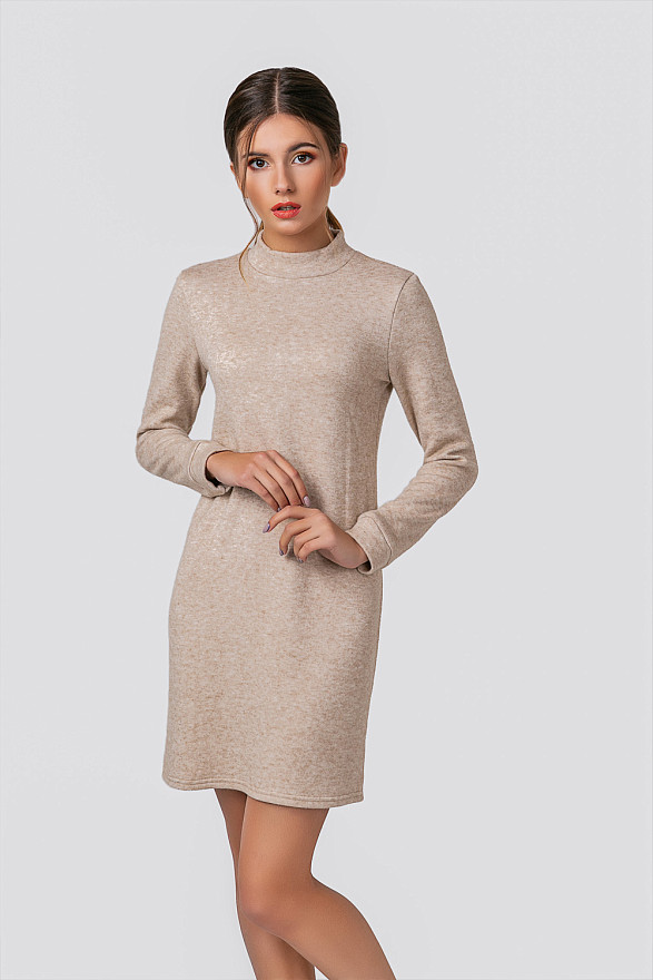 Beige mini dress with angora