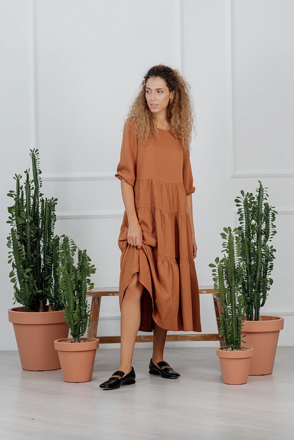 A midi dress with ruffles