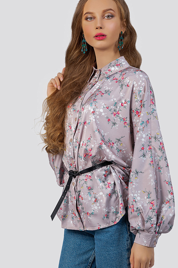 Шёлковая блузка с цветочным принтом