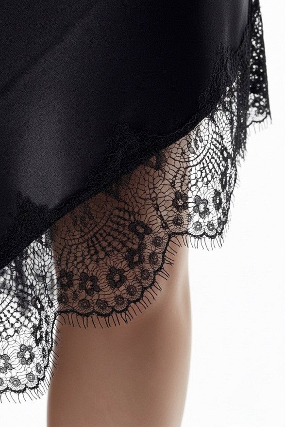 Black silk dress with a V-neck