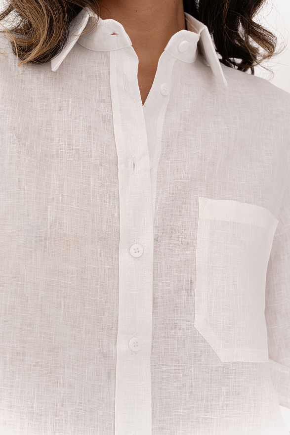 Молочна лляна блуза вільного крою