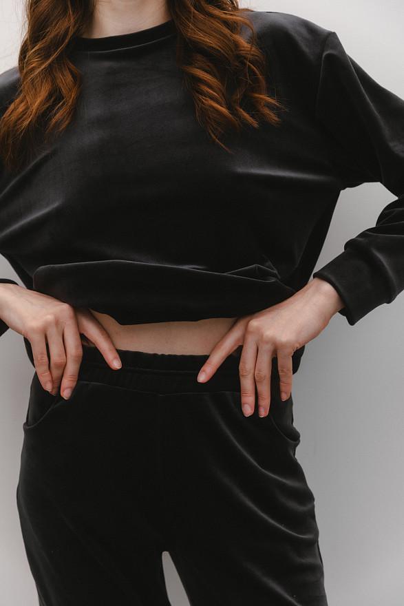 Графітовий велюровий костюм