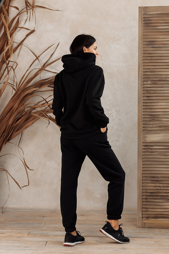 Black sweatshirt with a hood