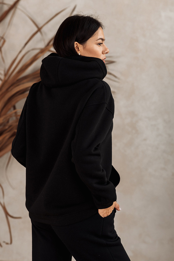 Black sweatshirt with a hood