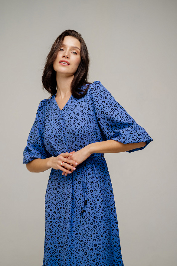 Straight fit maxi dress in denim color