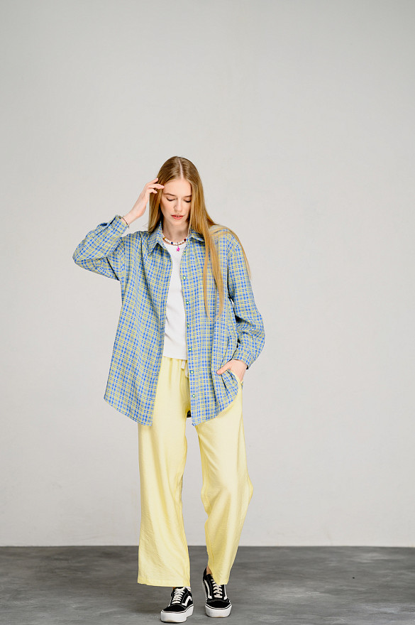 Желтая удлиненная рубашка оверсайз