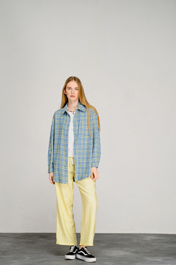 Желтая удлиненная рубашка оверсайз