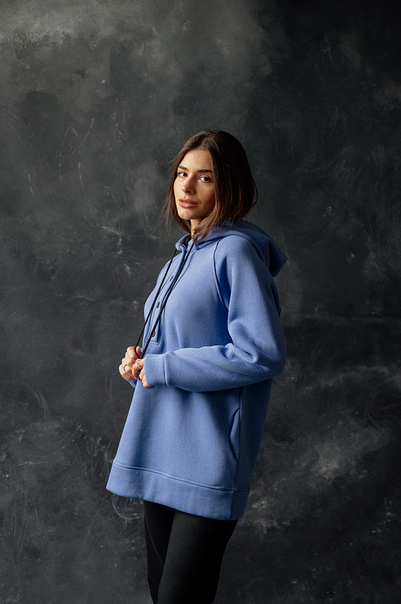 Blue oversized fleece sweatshirt