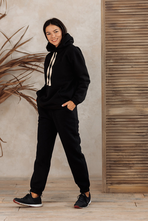 Black sweatshirt with a hood