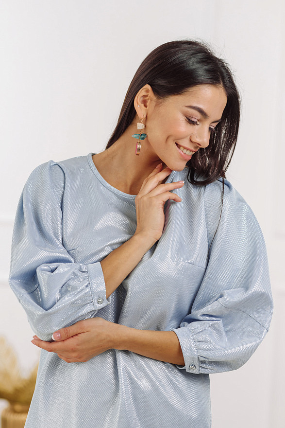 Блискуче блакитне міні плаття