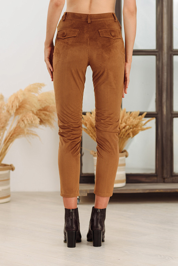 Caramel Corduroy Pants with Flaps