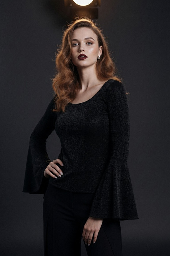 Черный трикотажный топ из люрекса