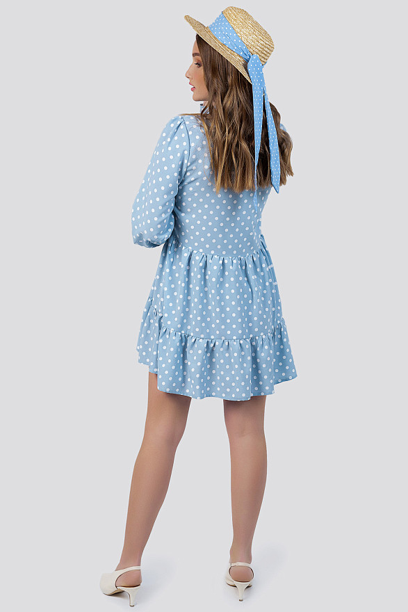 Мини платье в горошек с воланом