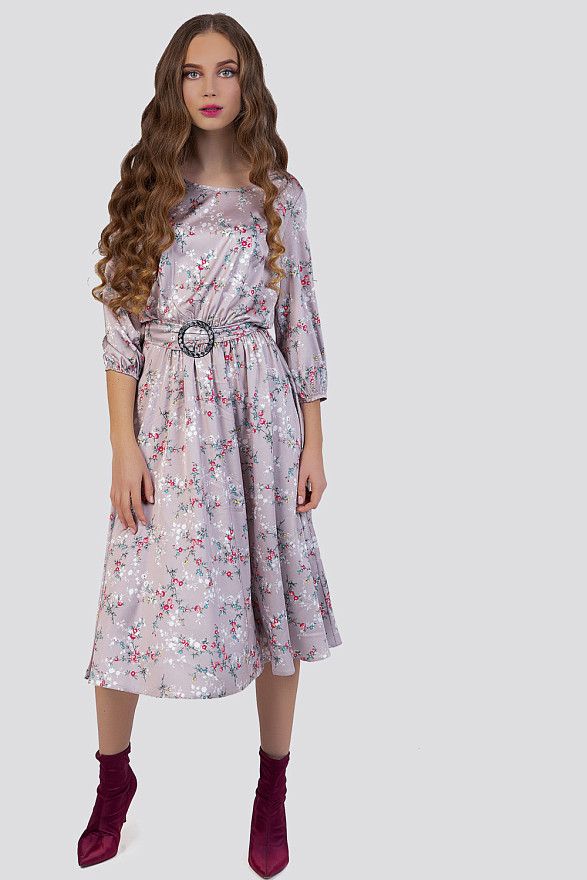 Шелковое миди платье с поясом