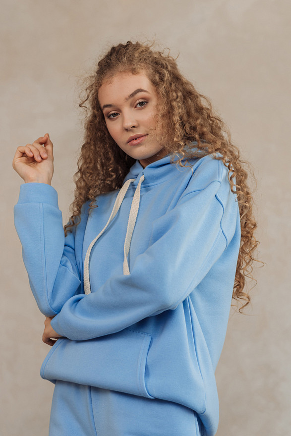 Блакитний світшот з капюшоном